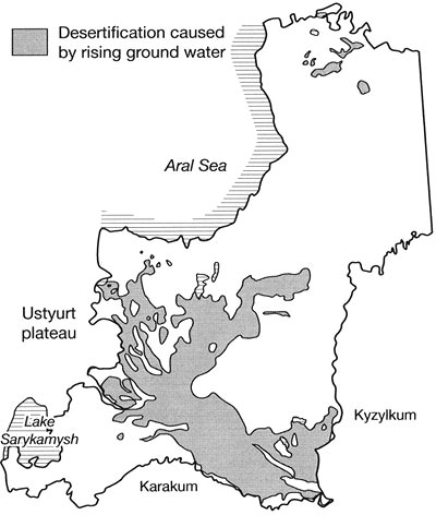 Rising ground water levels mapped in the UNEPCOM study