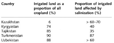 Salinization of irrigated cropland