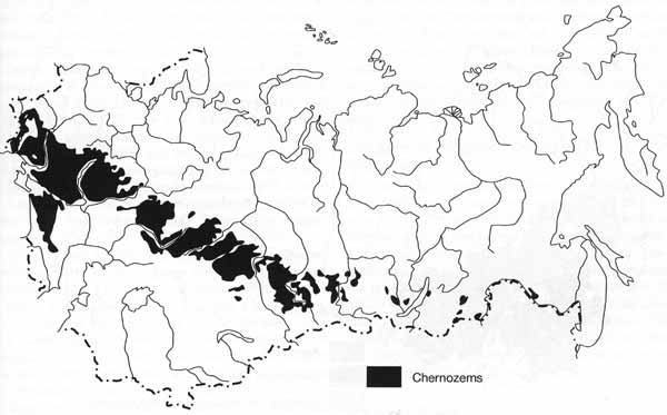 Distribution of chernozems